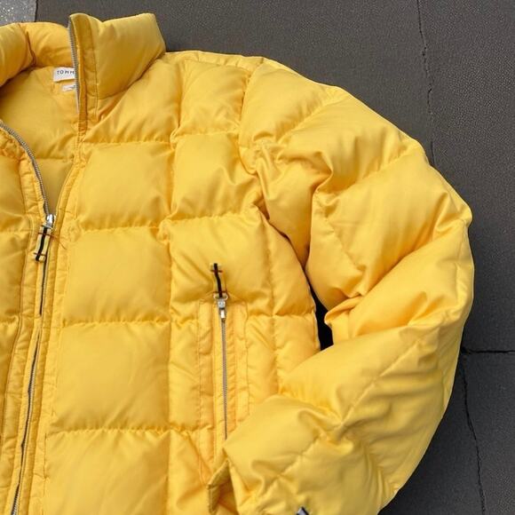 Vintage Y2K Tommy Hilfiger Jeans Yellow Puffer Coat Women's Size Medium Preppy - Picture 12 of 15